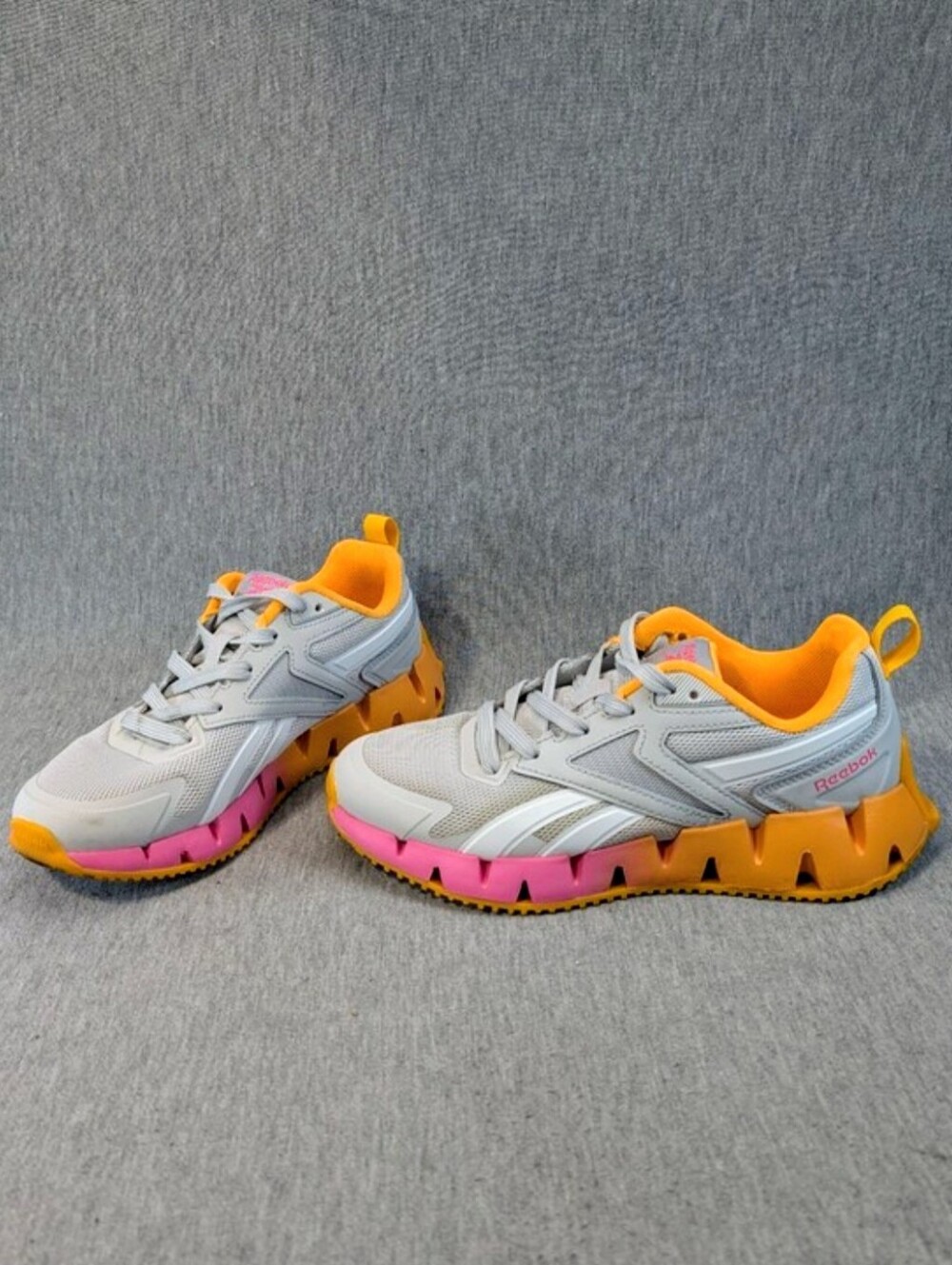 Reebok CEO Zig Vector Running Shoes Women's 6.5 Gray Orange Athletic Sneaker